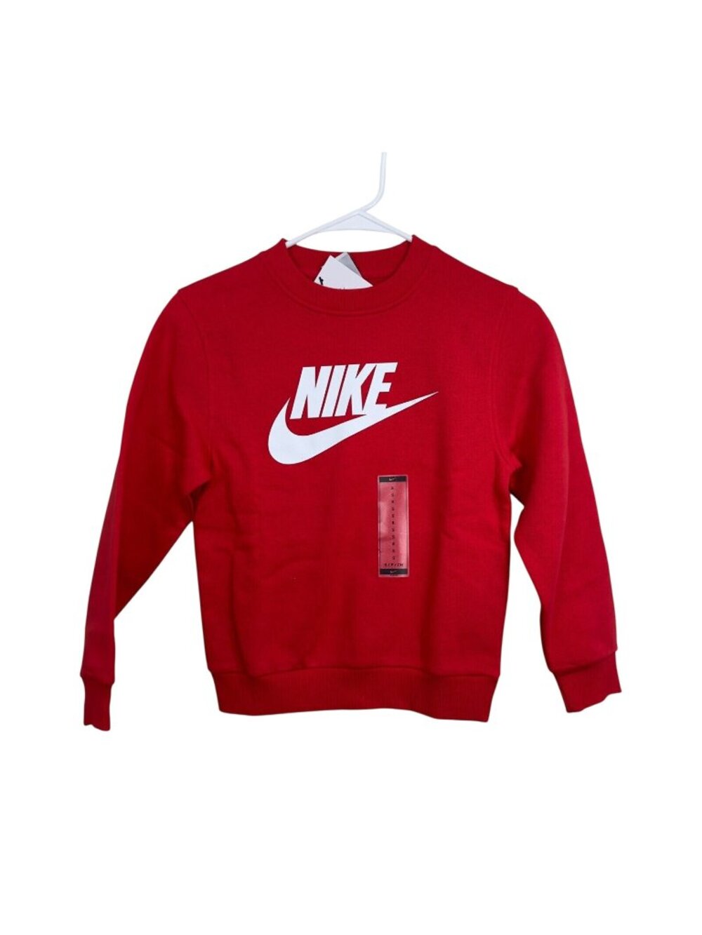 Nike Kids Small Red Sweatshirt Long Sleeve Logo Classic Standard Print -NEW